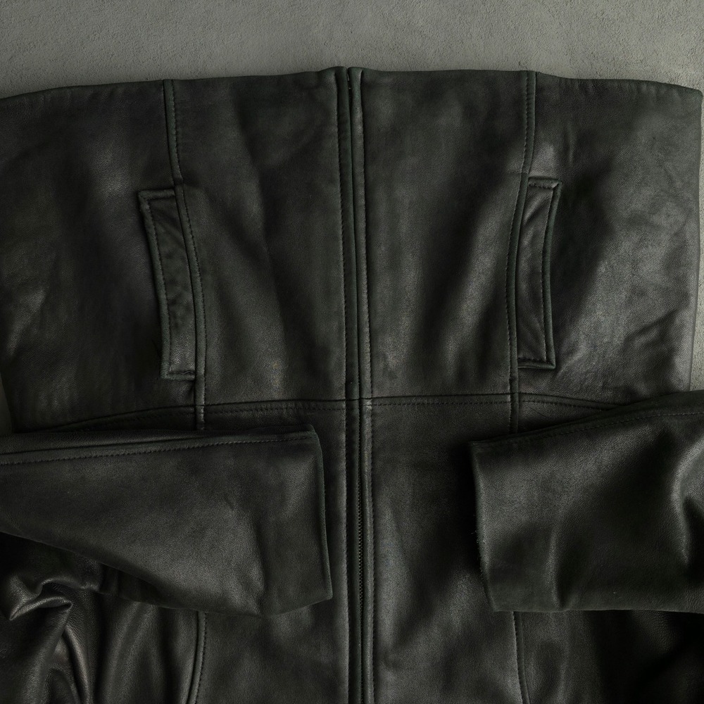 Vintage 90s Leather Jacket Small Black Oversized Denver Hayes - Picture 9 of 16